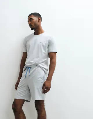 BOSS Bodywear shorts with logo print in light gray - part of a set