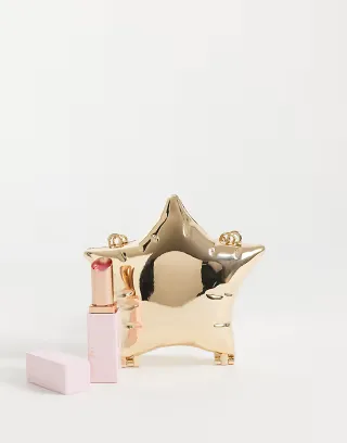 ASOS DESIGN star hardbox crossbody pouch in gold