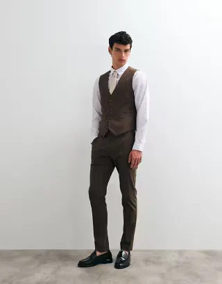 ASOS DESIGN skinny suit pants in brown