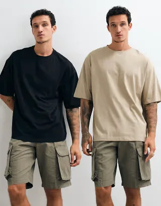 ASOS DESIGN Essential 2 pack oversized T-shirts in black and beige