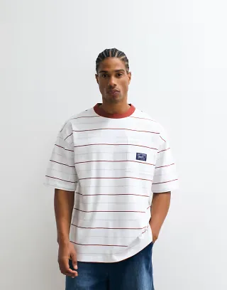 ASOS DESIGN heavyweight oversized T-shirt in white striped print