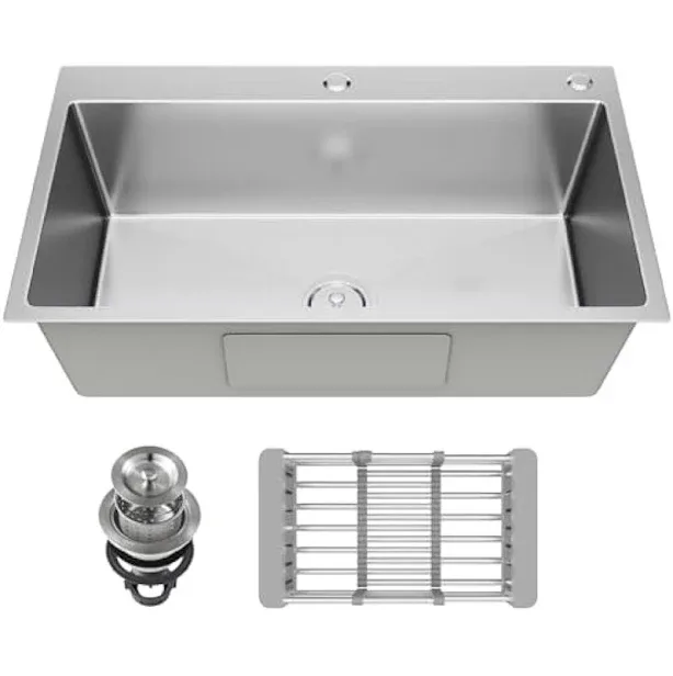 24-inch Single Bowl Drop-in/Top-Mount Kitchen Sink