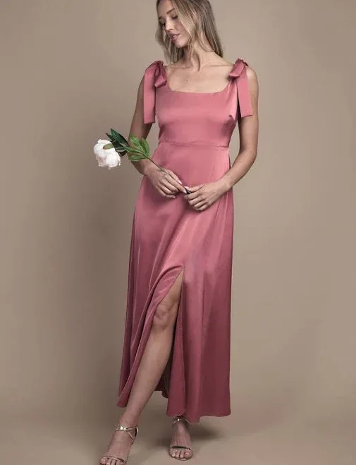 Oasis Women's Satin Tie Shoulder Midi Bridesmaid Dress