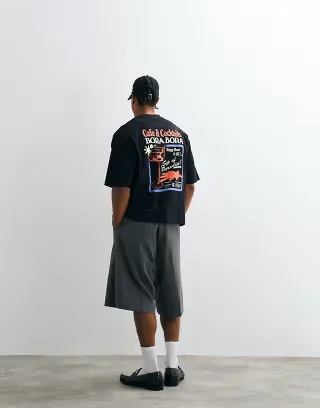 ASOS DESIGN boxy oversized T-shirt with cocktail graphic in black