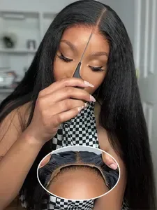 30-34 Inch Yaki Straight Human Hair Wigs - 180% Density 13x6 HD Lace Frontal - Pre-Plucked, Pre-Cut, Pre-Bleached, Gluel