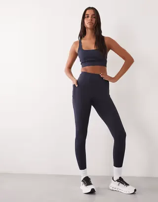 4505 Icon active tie waist run legging with phone pocket in navy