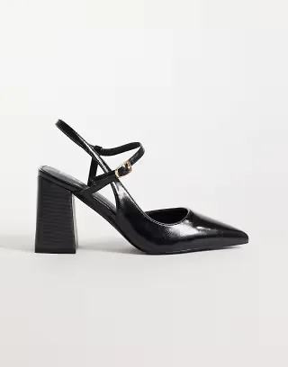 RAID Merrill block heeled slingback shoes with pointed toes in black