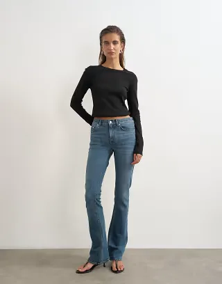 Topshop 90s bootcut low rise jeans in deep blue
