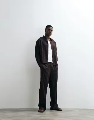 ASOS DESIGN premium pants and shirt set in brown