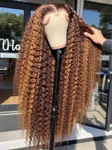 Brazilian Curly Human Hair Wig 13x6 HD Lace Frontal - Deep Wave Honey Blonde Ombre - Daily Wear 13x4 Highlight Wig