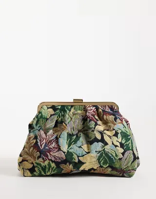 ASOS DESIGN floral jacquard frame clutch bag