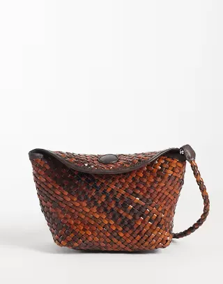 ASOS DESIGN woven two tone flap top mini crossbody bag