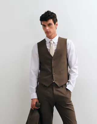 ASOS DESIGN skinny suit vest in brown