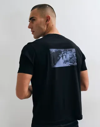 Dime leak print regular fit t-shirt in black