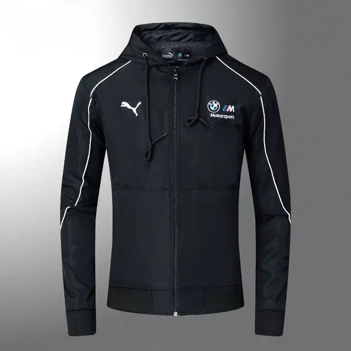 Motorsport Black hooded zipper jacket