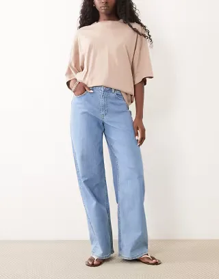 JJ Rebel Sophie wide fit jeans in light blue