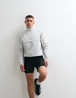 4505 ultra lightweight water repellent 1/4 zip running windbreaker with front pocket in silver