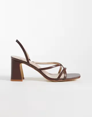 RAID Aspyn strappy heeled block sandals in brown