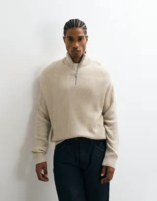 JJ Rebel half zip sweater in cream