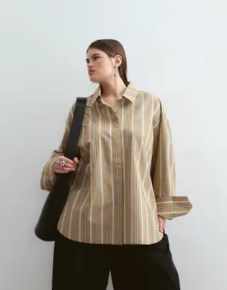 ARRANGE Curve premium oversized shirt in stone stripe