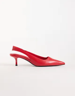 ASOS DESIGN Signature kitten heeled shoes in red