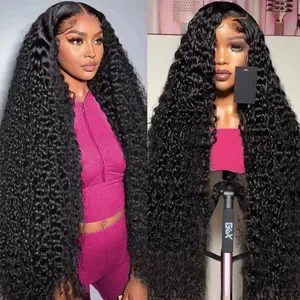200 Density Curly Human Hair Wigs - 30 Inch 13x4 HD Transparent Lace 360 Lace Natural Black Glueless Wigs for Women