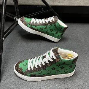 Designer Shoes Mens High Top Sneakers - Casual Lace-Up Sports Shoes, Versatile Trendy Streetwear, Black White Green