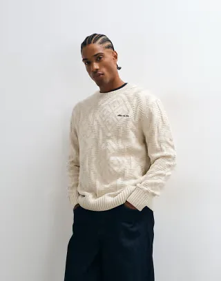 Alma De Ace 100% cotton textured Jaxa knitted sweater in stone