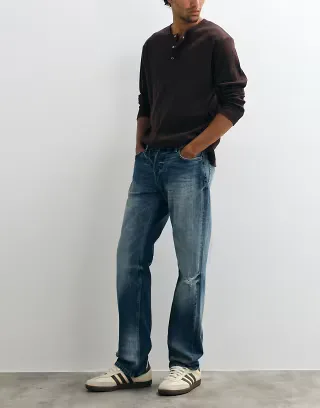 Weekday low waist straight leg jeans in faded blue wash
