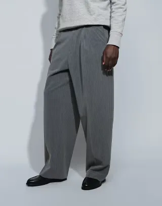 Weekday oversized tailored pants in gray pinstripes