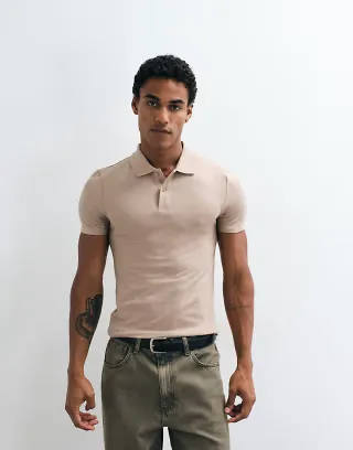 ASOS DESIGN Essentials 2 pack muscle fit polos in white and stone pique