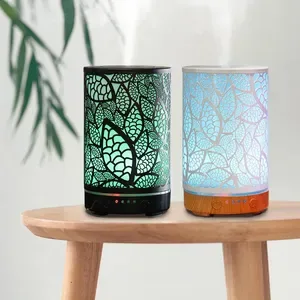 Aroma Diffuser Iron Hollow Leaves Ultrasonic Air Humidifier Desktop Humidifier Smart Home Appliances Room Decor with Led