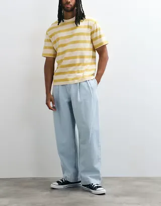 ASOS DESIGN barrel jeans in light wash blue with pleats