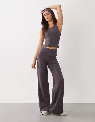 4505 Icon Soft Touch racer back tank top with inner bra and removable padding and Soft Touch high waist wide leg dance p