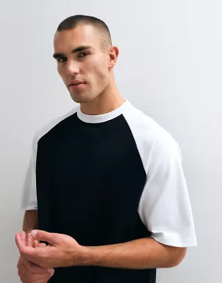 ASOS DESIGN interlock raglan T-shirt in black