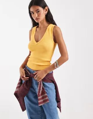 Free People Neria v-neck tank top in golden
