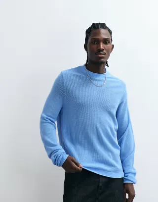 ASOS DESIGN relaxed open knit sweater in blue
