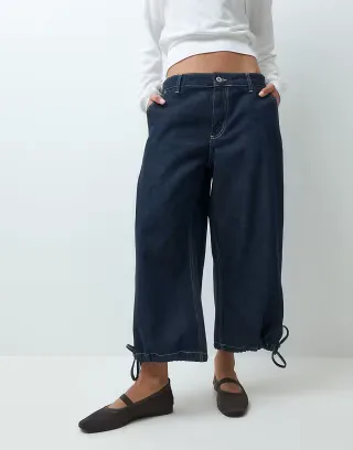 COLLUSION longline culotte in rinse denim