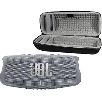 Charge 5 Bluetooth Speaker, IP67 Waterproof Bundle with Deluxe CCI Hardshell Protective Case (Grey)