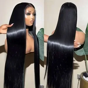 36 Inch Black Brazilian Human Hair Wigs, 13x4 and 13x6 HD Lace Frontal, 200% Density, Glueless Bone Straight Lace Front