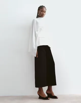 ARRANGE tailored velvet panel midi skirt set in black