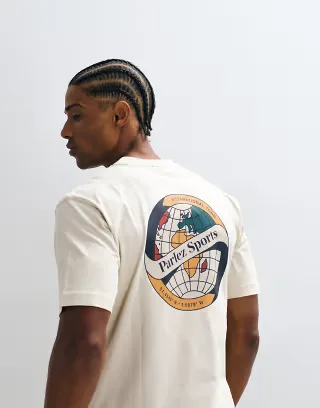 Parlez T-shirt with graphic back print in ecru