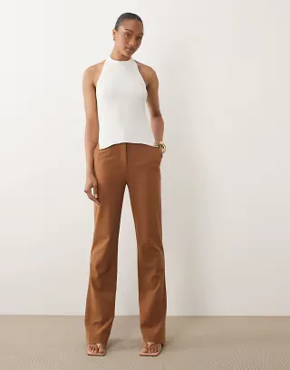 ASOS DESIGN Tall snatch flare pants in tobacco