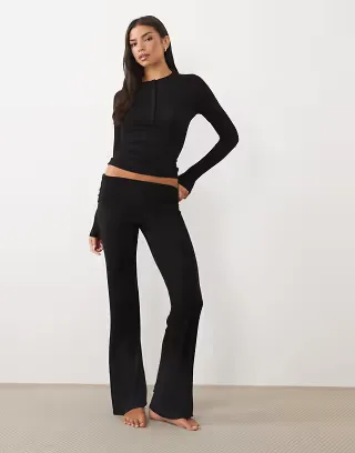 Cotton On airy soft roll waist pants in black