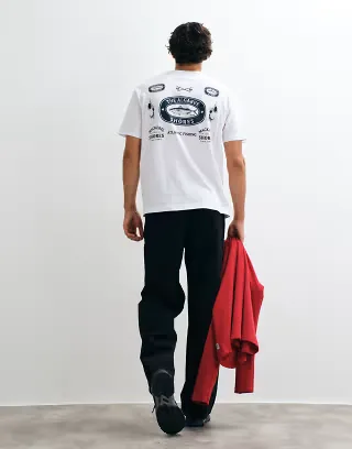 ONLY & SONS oversized fit t-shirt with Algarve Shores print in white