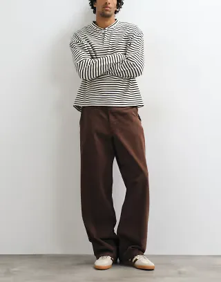 ASOS DESIGN baggy trouser in brown twill