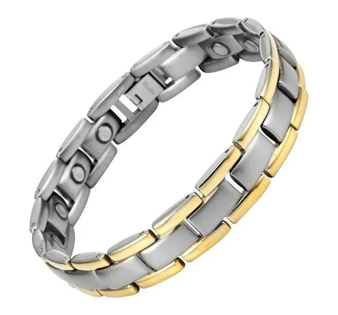 Titanium Magnetic Therapy Bracelet Two Tone Adjustable