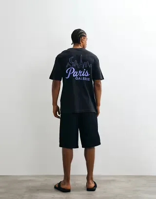 ONLY & SONS oversized fit T-shirt with Paris back print in black
