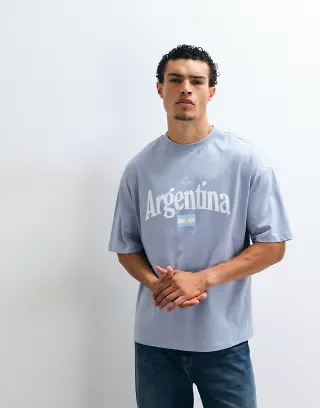 ASOS DESIGN oversized t-shirt with Argentina graphic in blue
