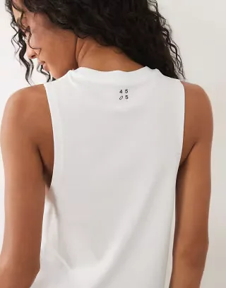 4505 drop armhole cropped cotton tank top with quick dry finish in white